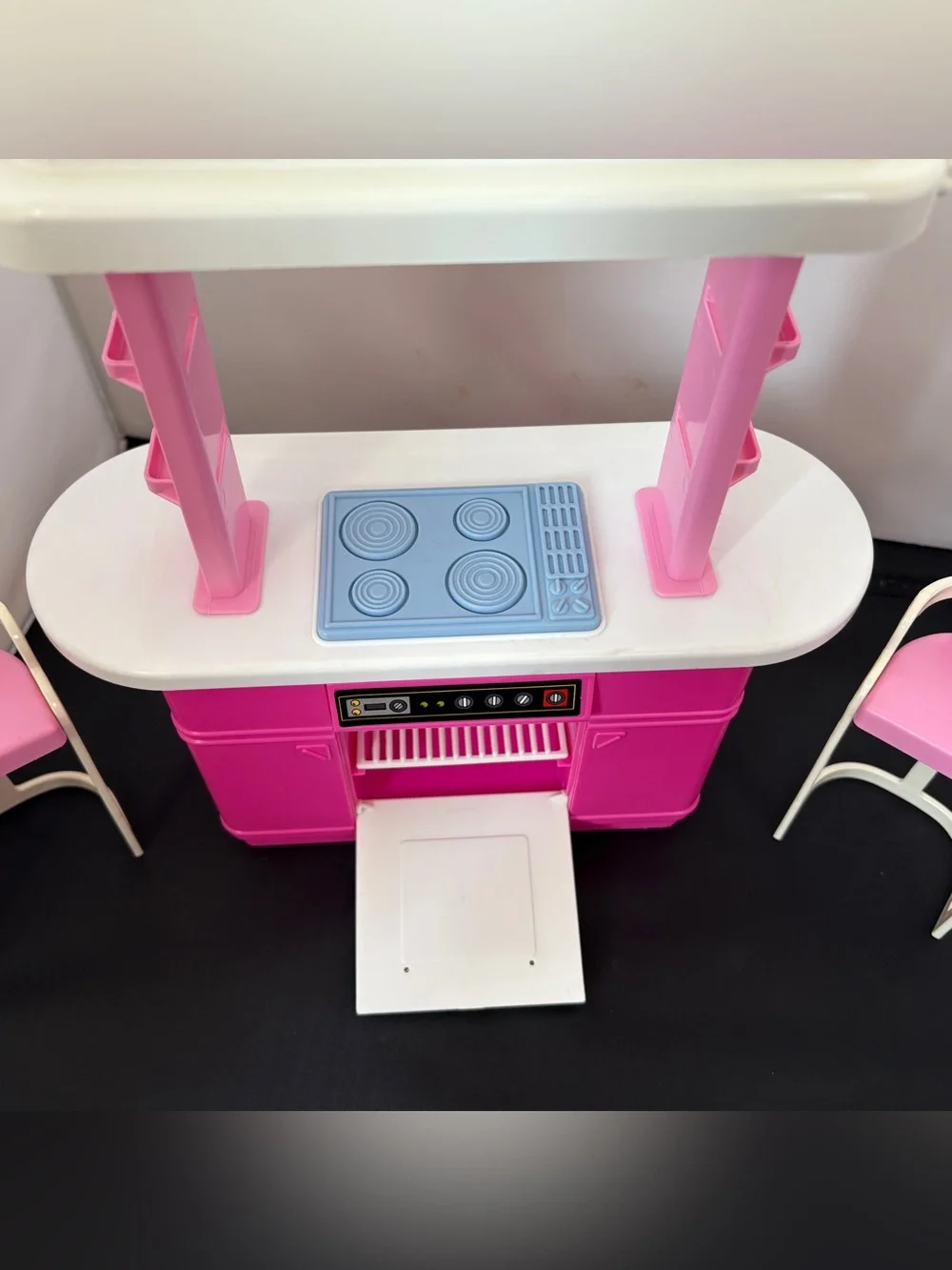 VTG Barbie Kitchen Playset 1990 Refrigerator Stove Sink Oven Chairs Accessories